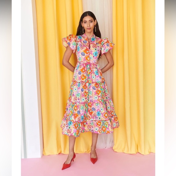 NWT CeliaB Baba Voyager-Print Midi Dress small - Picture 1 of 9